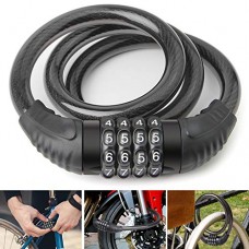 Lineway Bike Lock Cable  2.6-Feet Resettable Combination Bike Cable Lock  Self Coiling 4-Digit Enhanced Bike Cable Lock  1/2 inch - B07BTKPVX7